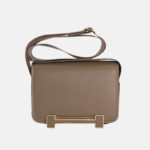 Women's Minimalist Goat Textured Full Grain Leather Shoulder Bag In H-Shaped Clasp