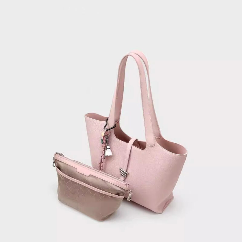 Women's Minimalist Leather Shoulder Tote Bag In Silver Hardware