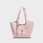 Women's Minimalist Leather Shoulder Tote Bag In Silver Hardware