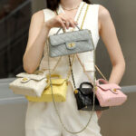 Women's Minimalist Quilted Lambskin Chain Strap Top Handle Bag In Gold Hardware