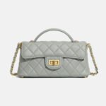 Women's Minimalist Quilted Lambskin Chain Strap Top Handle Bag In Gold Hardware