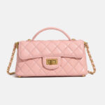 Women's Minimalist Quilted Lambskin Chain Strap Top Handle Bag In Gold Hardware