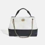 Women's Minimalist Quilted Lambskin Two-Tone Shoulder Crossbody Chain Handbag In Gold Hardware