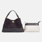 Women's Minimalist Suede Quilted Shoulder Crossbody Handbag In Gold Hardware