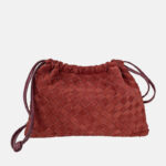Women's Minimalist Suede Woven Drawstring Crossbody Shoulder Bucket Bag