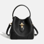 Women's Minimalist Top-Grain Leather Bucket Bag In Gold Hardware