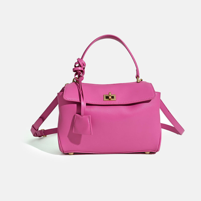 Women's Minimalist Top-Grain Leather Shoulder Handbag with Gold Hardware