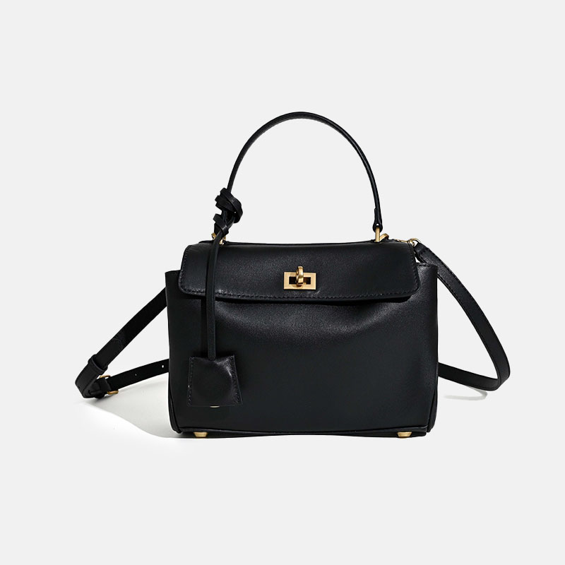 Sac à main minimaliste en cuir de grain supérieur pour femmes, avec quincaillerie dorée