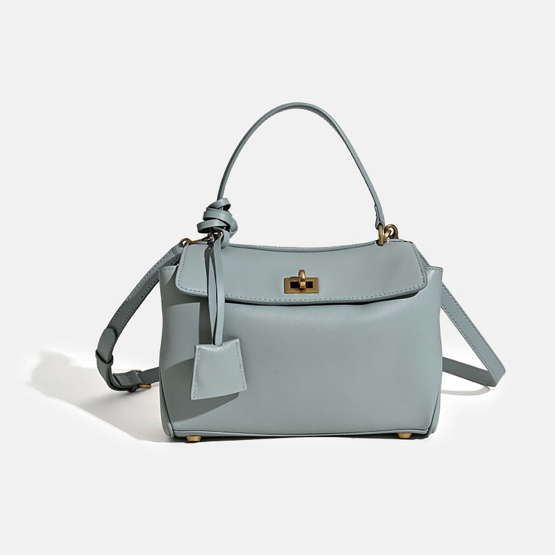 Women's Minimalist Top-Grain Leather Shoulder Handbag with Gold Hardware