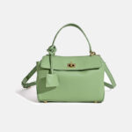 Women's Minimalist Top-Grain Leather Shoulder Handbag with Gold Hardware