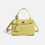 Women's Minimalist Top-Grain Leather Shoulder Handbag with Gold Hardware