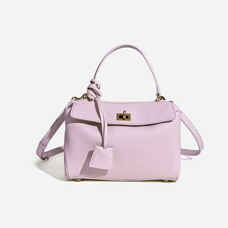 Women's Minimalist Top-Grain Leather Shoulder Handbag with Gold Hardware