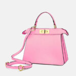 Women's Minimalist Top-Grain Leather Rotating Lock Clasp Handbag In Gold Hardware