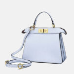 Women's Minimalist Top-Grain Leather Rotating Lock Clasp Handbag In Gold Hardware