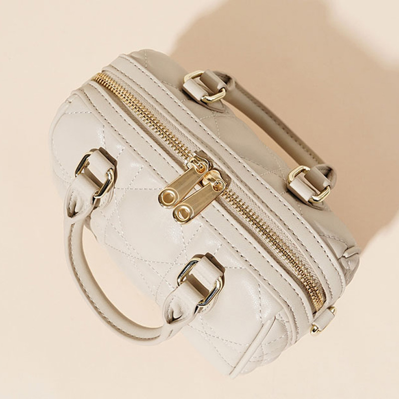Damen gesteppte Leder Crossbody Tasche mit Tragegriff