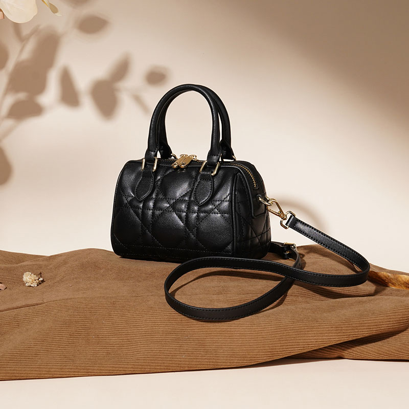 Damen gesteppte Leder Crossbody Tasche mit Tragegriff