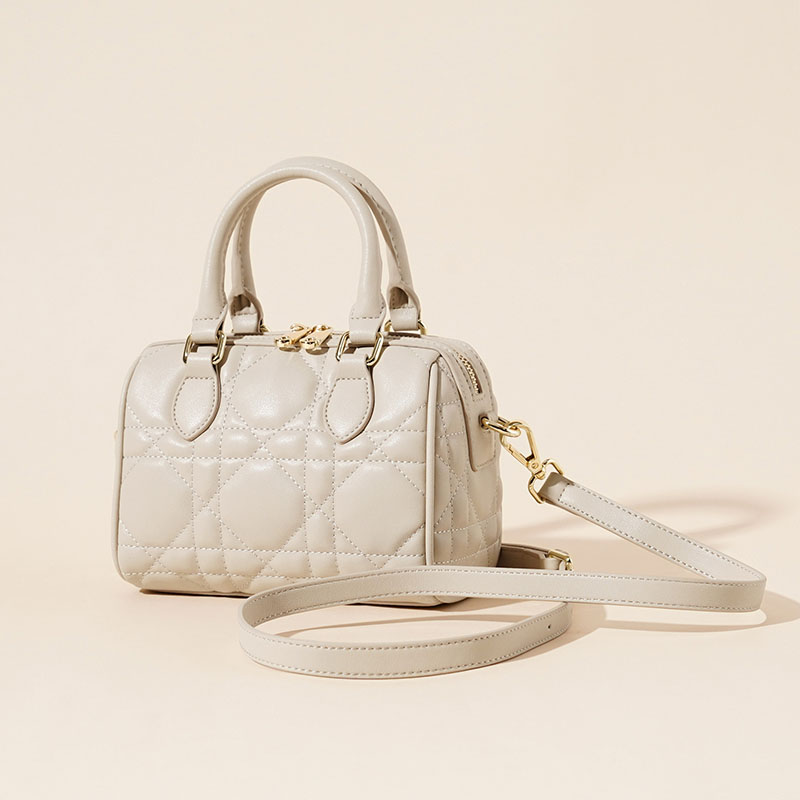 Damen gesteppte Leder Crossbody Tasche mit Tragegriff