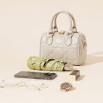 Damen gesteppte Leder Crossbody Tasche mit Tragegriff