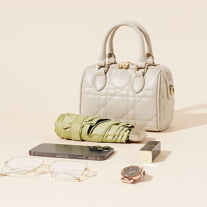 Damen gesteppte Leder Crossbody Tasche mit Tragegriff