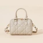 Damen gesteppte Leder Crossbody Tasche mit Tragegriff