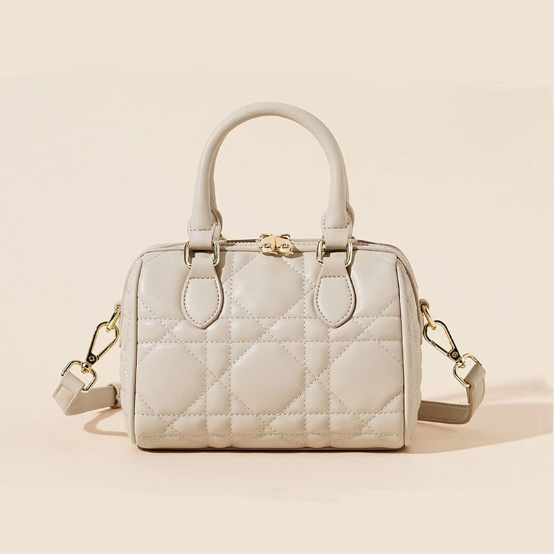 Damen gesteppte Leder Crossbody Tasche mit Tragegriff