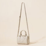 Damen gesteppte Leder Crossbody Tasche mit Tragegriff