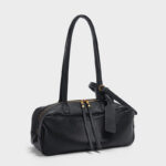 Women's Top-Grain Leather Zipper Shoulder Baguette Bag