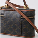 Damen Vintage Print Leder Box Top Handle Tasche in Gold Hardware