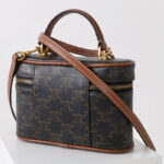 Damen Vintage Print Leder Box Top Handle Tasche in Gold Hardware