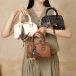 Women's Vintage Leather Shell-Shaped Boston Top Handle Bag In Charm Accessories