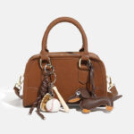Women's Vintage Leather Shell-Shaped Boston Top Handle Bag In Charm Accessories