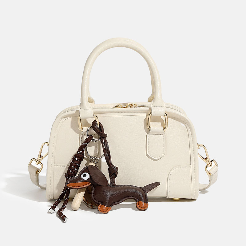 Women's Vintage Leather Shell-Shaped Boston Top Handle Bag In Charm Accessories