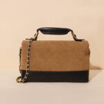 Damen Vintage gesteppt Wildleder Kette Riemen Top Handle Tasche In Gold Hardware