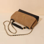 Damen Vintage gesteppt Wildleder Kette Riemen Top Handle Tasche In Gold Hardware