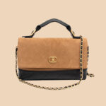 Damen Vintage gesteppt Wildleder Kette Riemen Top Handle Tasche In Gold Hardware