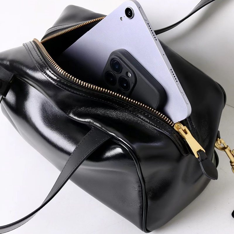 Sac à main Boston en cuir vintage de grain supérieur pour femmes