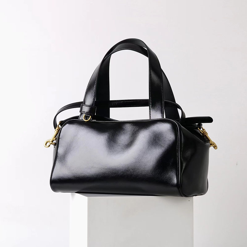 Sac à main Boston en cuir vintage de grain supérieur pour femmes
