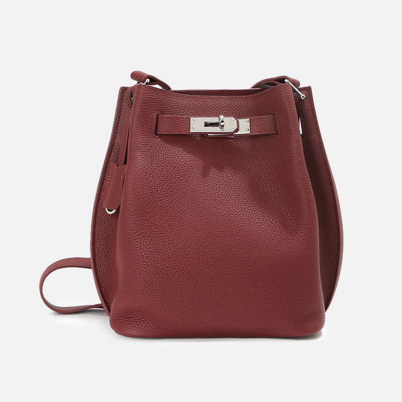 Sac à main en cuir vintage de grain supérieur avec fermeture en argent pour femmes