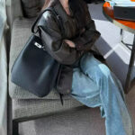 Sac à main en cuir vintage de grain supérieur avec fermeture en argent pour femmes