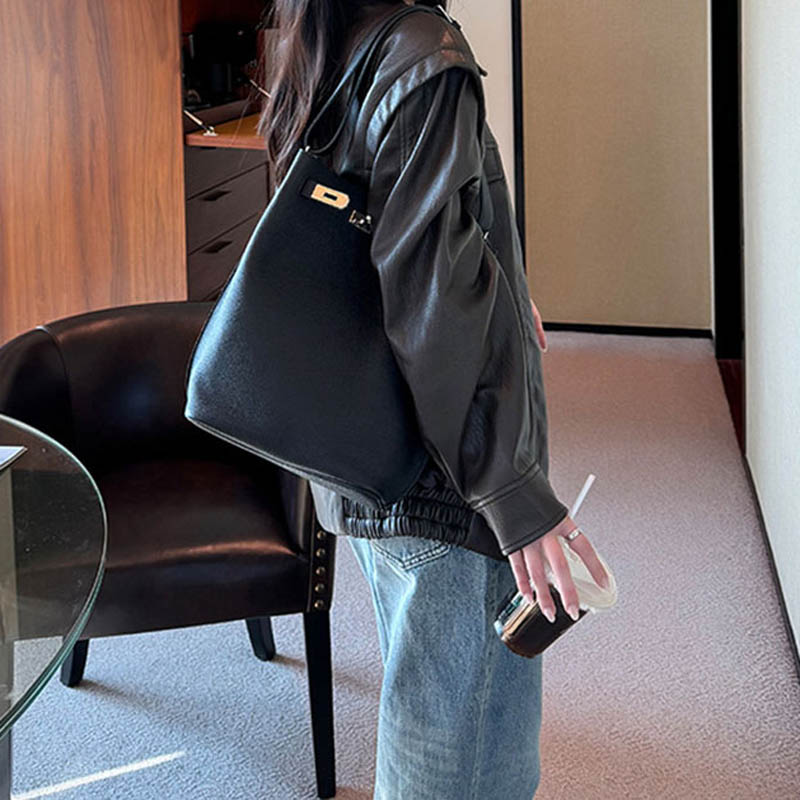 Sac à main en cuir vintage de grain supérieur avec fermeture en argent pour femmes