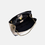 Sac à main vintage bicolore en daim matelassé avec fermeture à clé, sac à main à bandoulière avec chaîne