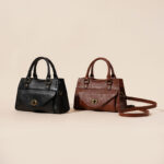 Sac à main vintage en cuir ciré de première qualité pour femmes, avec quincaillerie en or
