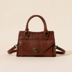 Sac à main vintage en cuir ciré de première qualité pour femmes, avec quincaillerie en or