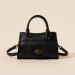 Sac à main vintage en cuir ciré de première qualité pour femmes, avec quincaillerie en or