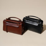 Sac à main vintage en cuir ciré de grain supérieur pour femmes