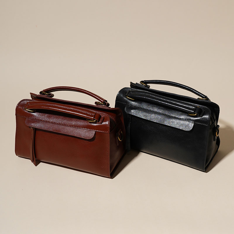 Sac à main vintage en cuir ciré de grain supérieur pour femmes