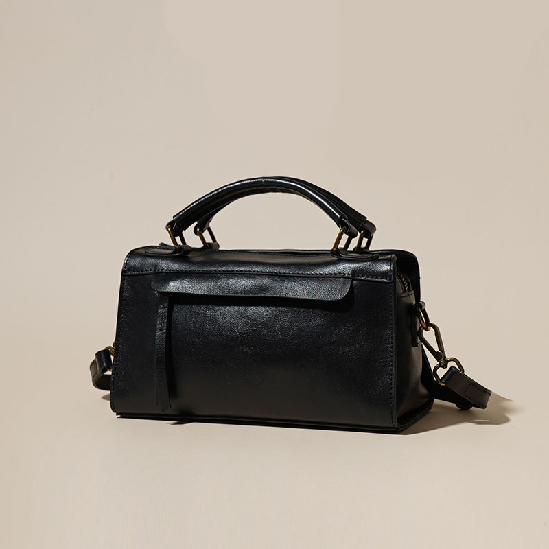 Sac à main vintage en cuir ciré de grain supérieur pour femmes