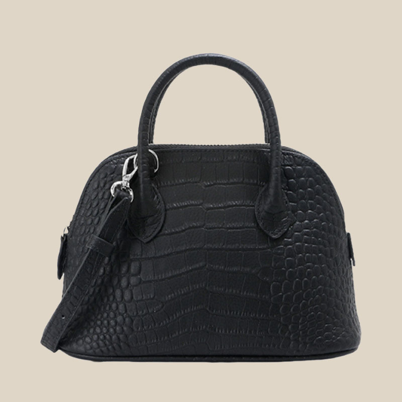 Sac à main en forme de coquillage en cuir pleine fleur de crocodile pour femmes