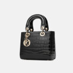 Minimalistische Damen Leder Crossbody Strap Mini Tote Handtasche mit Krokodilprägung und goldener Hardware