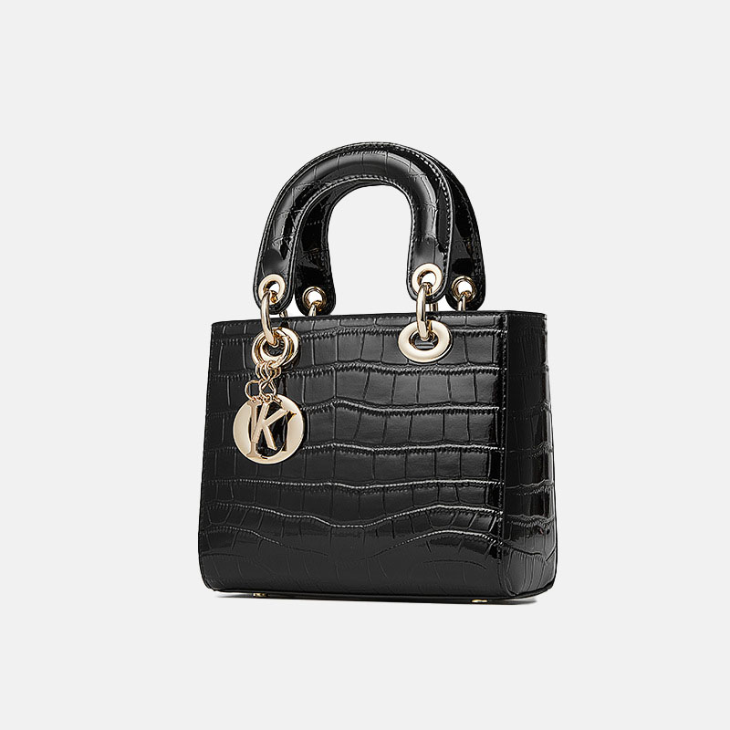 Minimalistische Damen Leder Crossbody Strap Mini Tote Handtasche mit Krokodilprägung und goldener Hardware